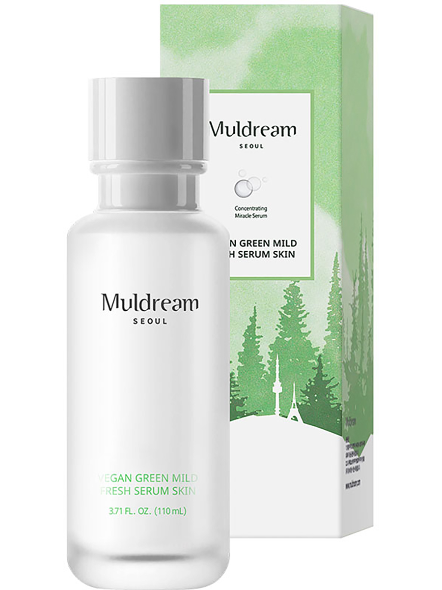 Muldream Веганский освежающий сывороточный тонер Vegan Green Mild Fresh Serum Skin, 110мл