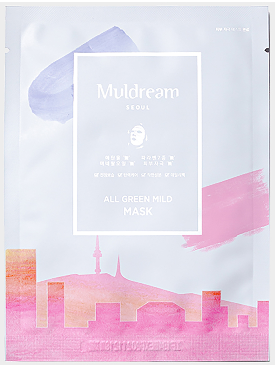 Muldream Успокаивающая тканевая маска для лица All Green Mild Mask, 27млх1шт