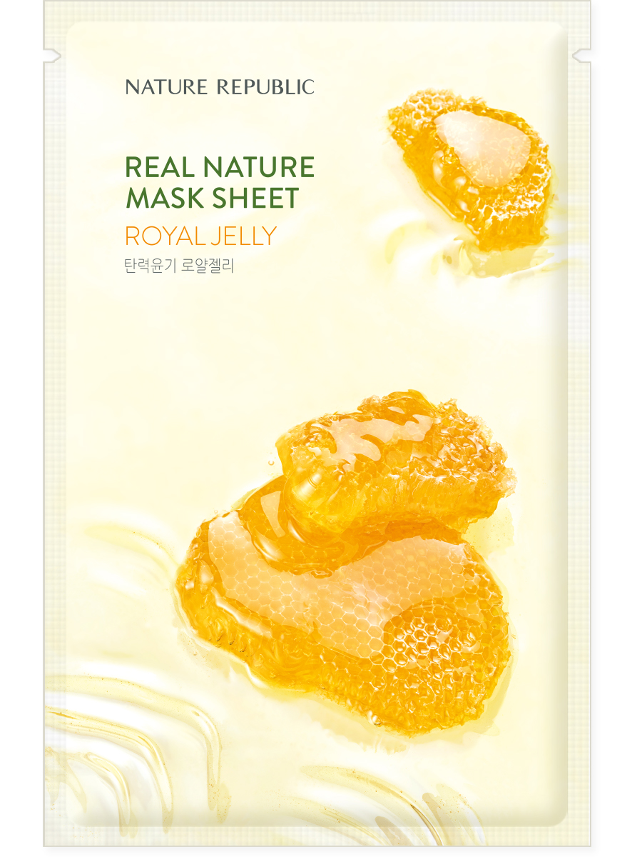 NATURE REPUBLIC Тканевая маска для лица с маточным молочком Real Nature Mask Sheet Royal Jelly, 23млх1шт