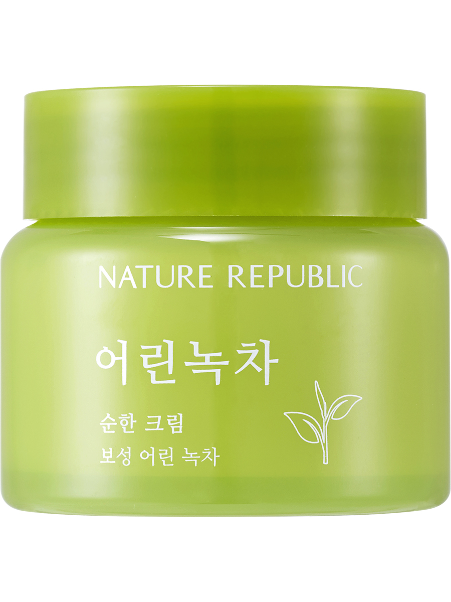 NATURE REPUBLIC Крем для лица с экстрактом зеленого чая увлажняющий Mild Green Tea Cream, 55мл