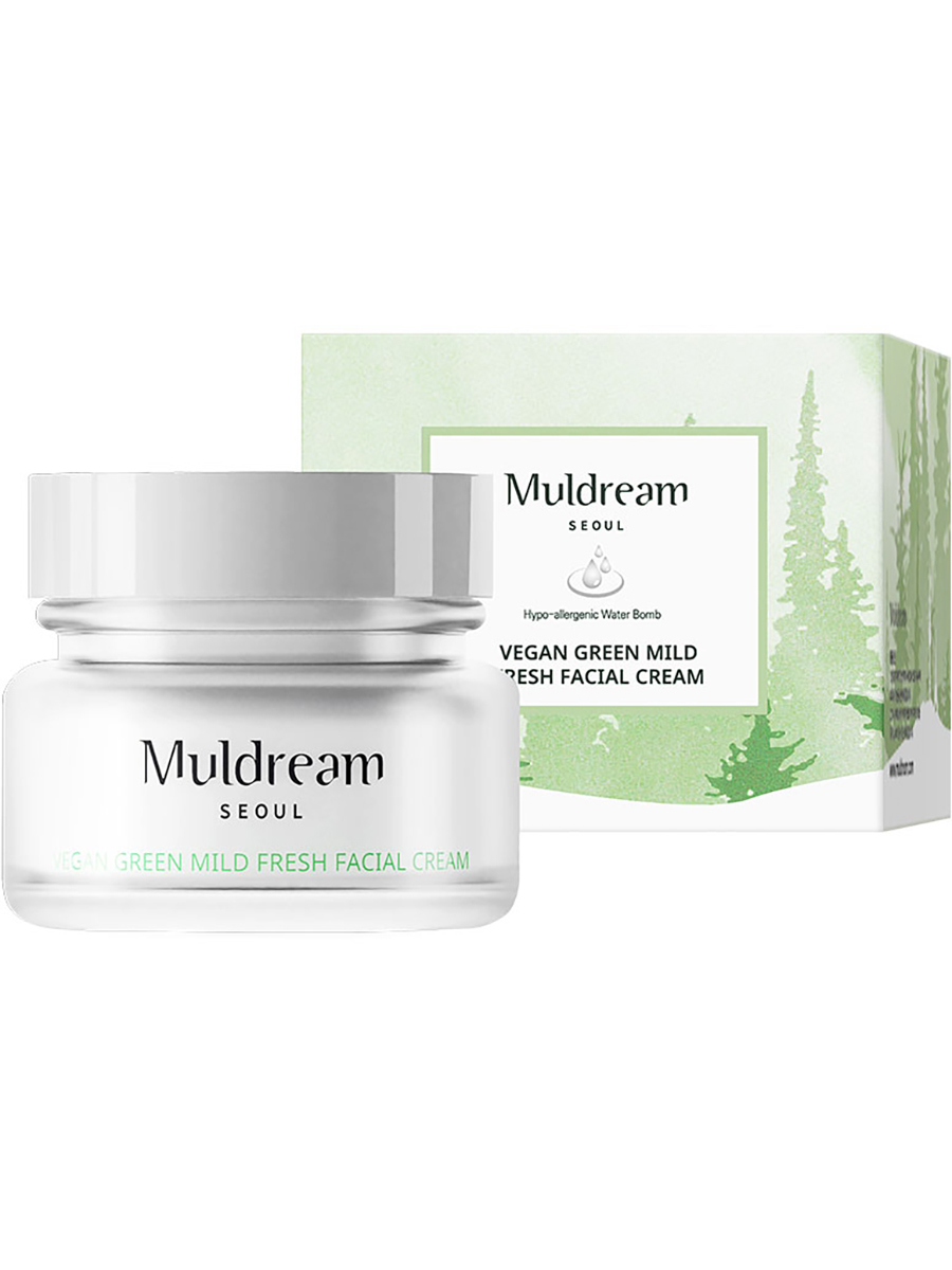 Muldream Веганский освежающий крем для лица Green Vegan Mild Fresh Facial Cream, 50гр