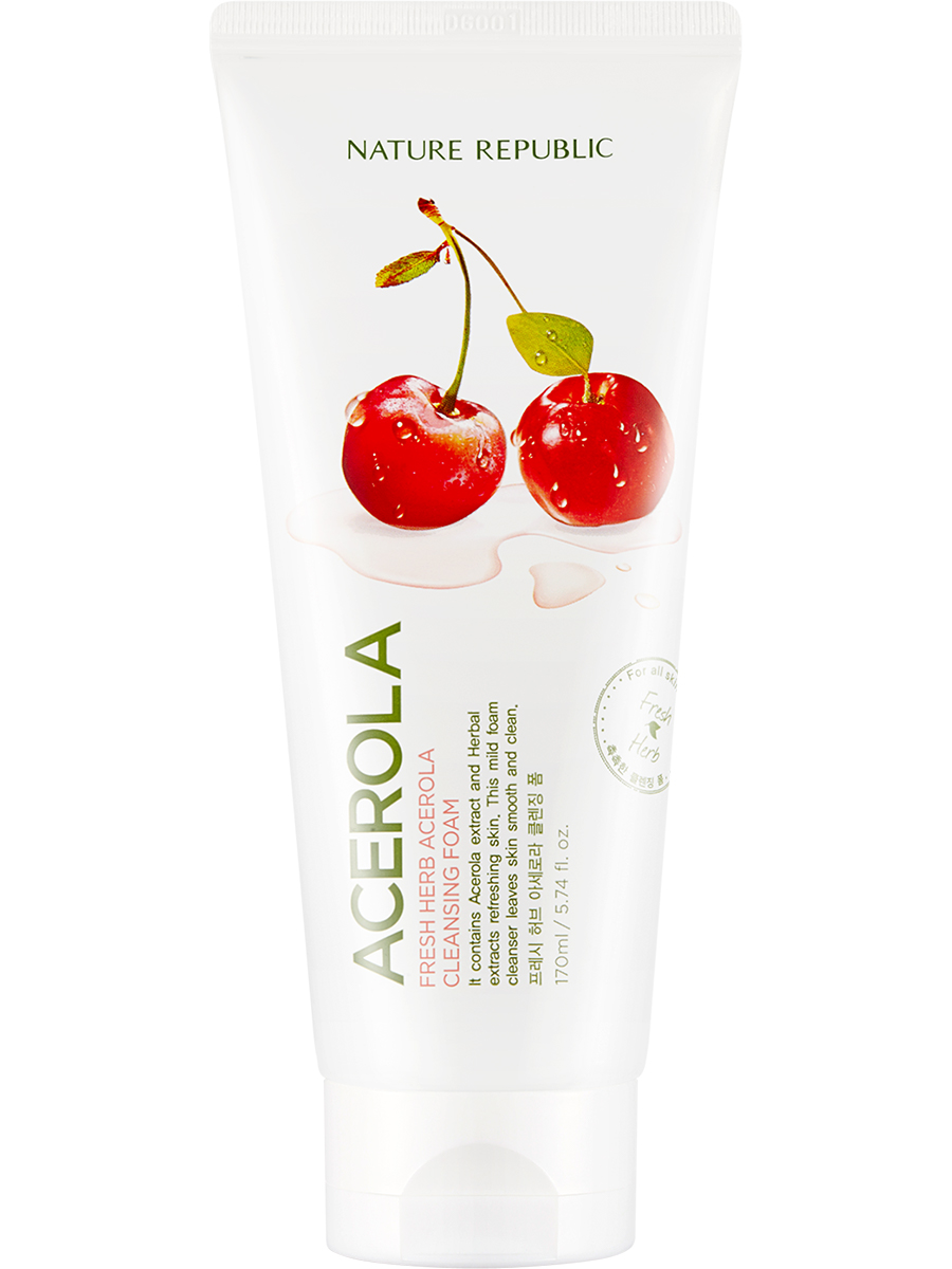 NATURE REPUBLIC Пенка для умывания с экстрактом барбадосской вишни Fresh Herb Acerola, 170мл