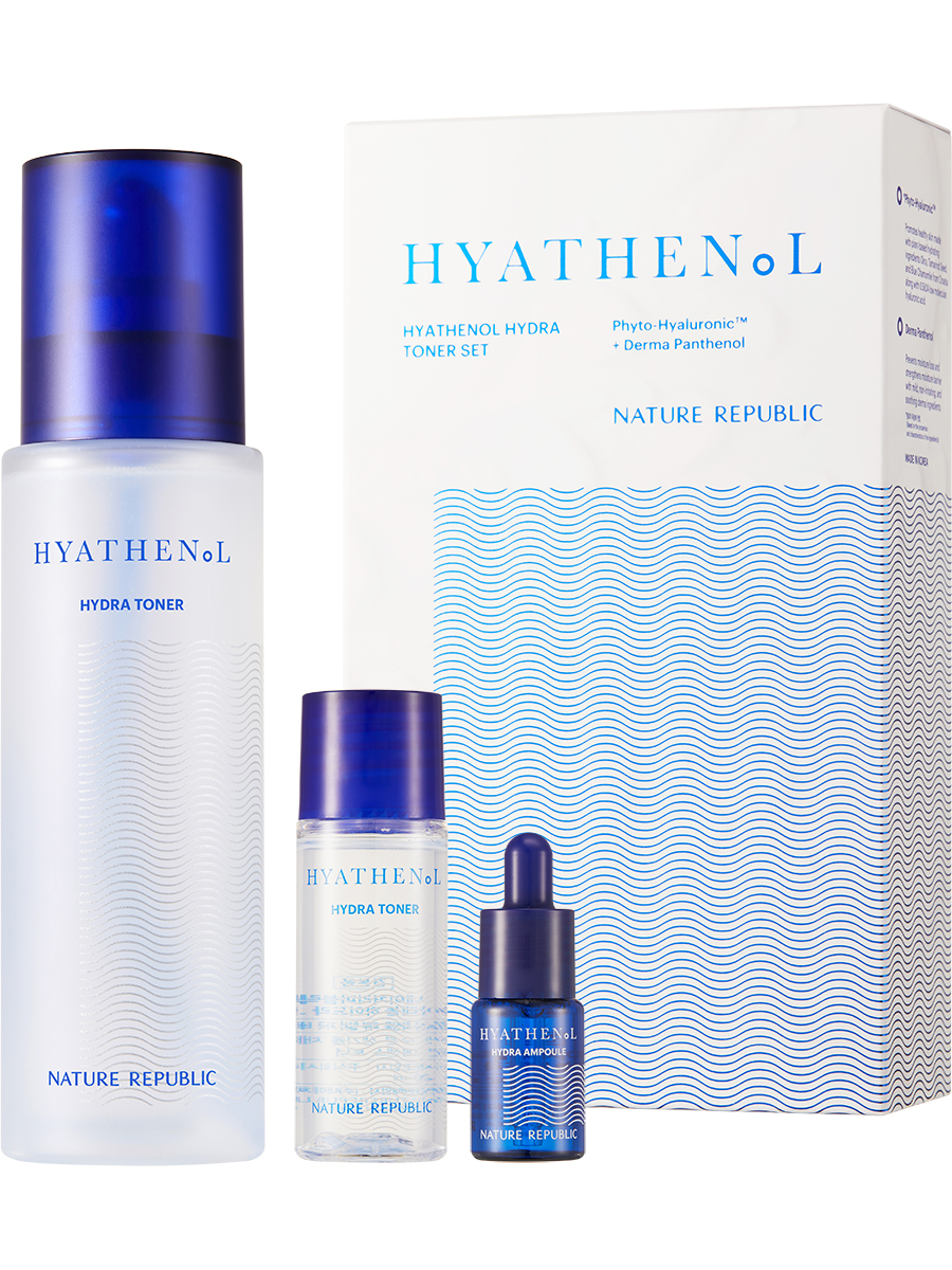 NATURE REPUBLIC Набор для лица увлажняющий (тонер+сыворотка) Hyathenol Hydra, 150мл+20мл+5мл