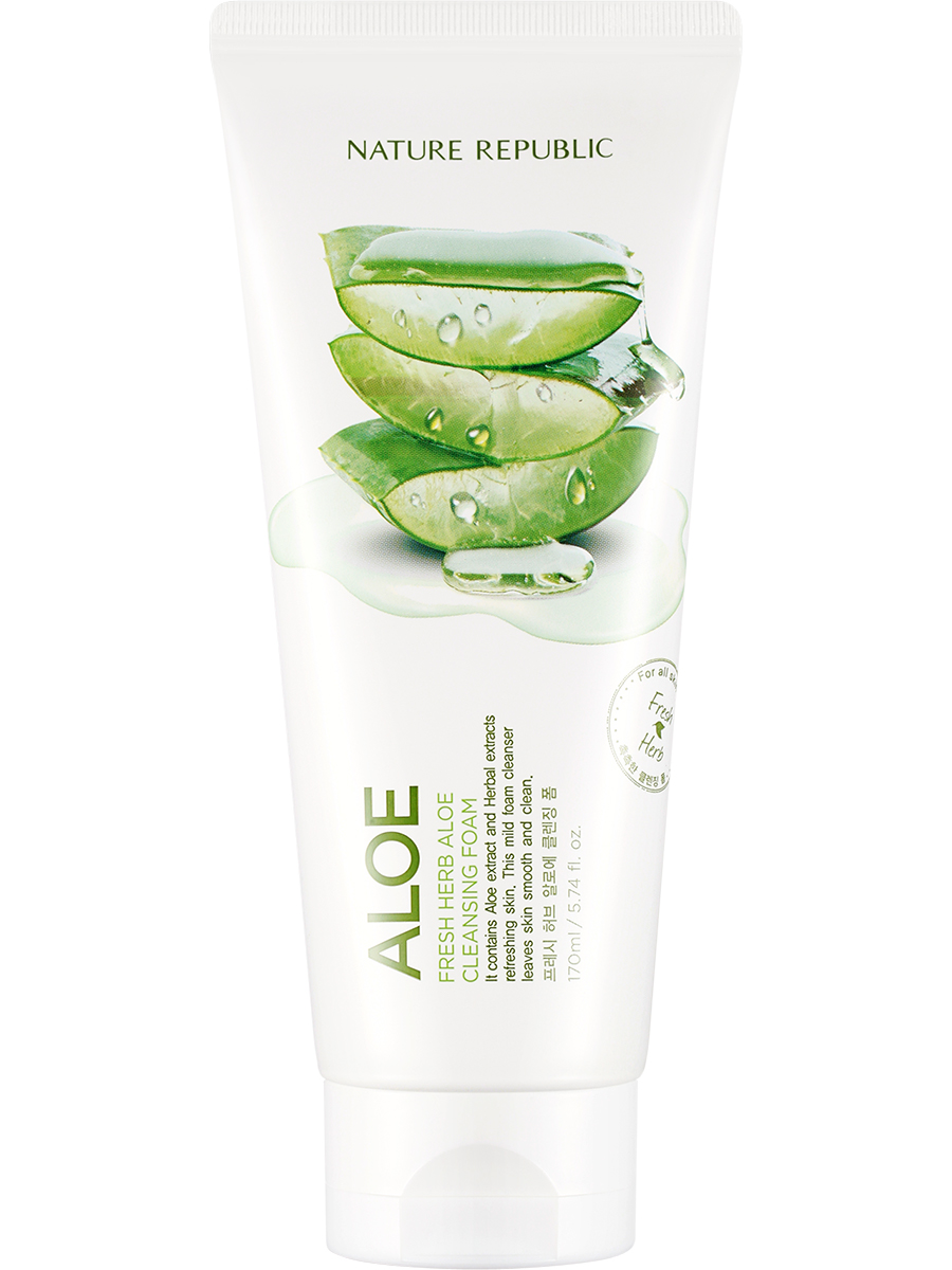 NATURE REPUBLIC Пенка для умывания с алоэ Fresh Herb Aloe Cleansing Foam , 170мл