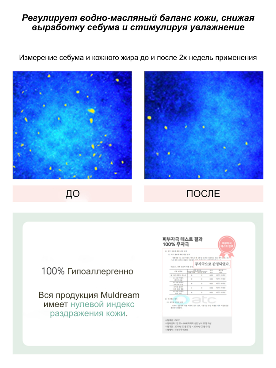 Muldream Ампульная сыворотка для лица с кислотами AHA/PHA Vegan Clear Skin AHA PHA Ampoule, 55мл