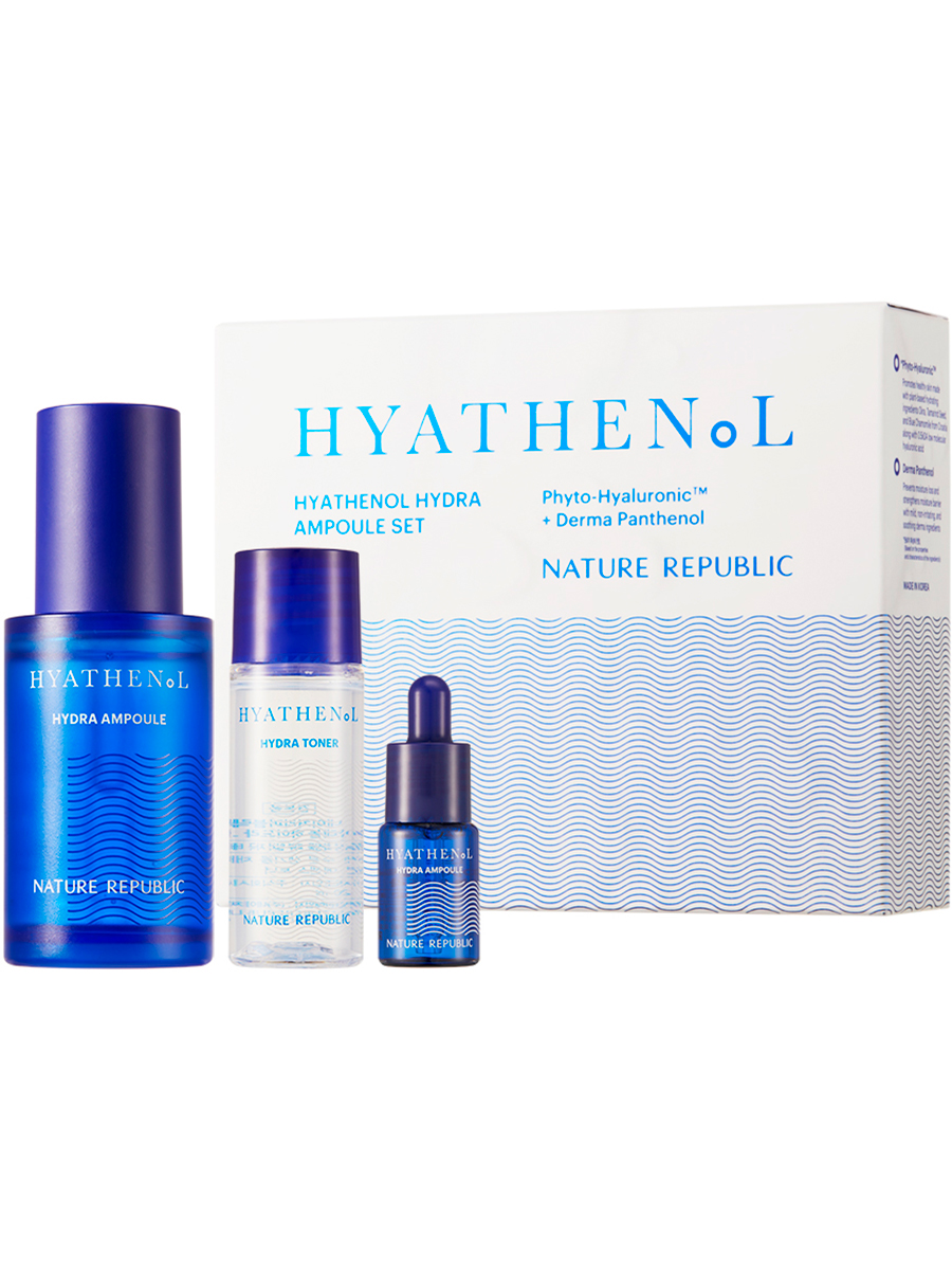 NATURE REPUBLIC Набор для лица: (сыворотка+тонер) Hyathenol Hydra Ampoule Set, 30мл+20мл+4мл 