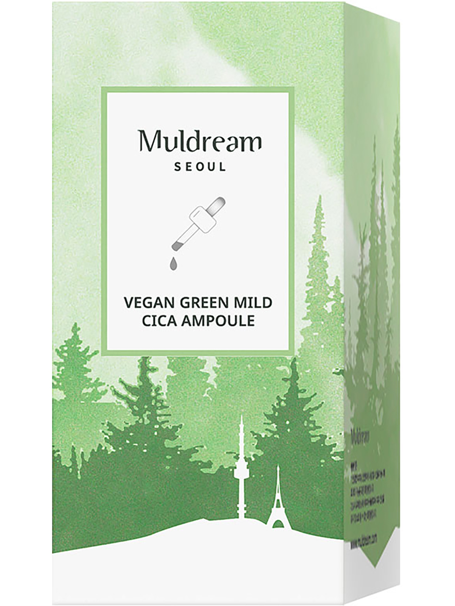 Muldream Ампульная сыворотка для лица с экстрактом центеллы Vegan Green Mild CICA Ampoule, 55мл