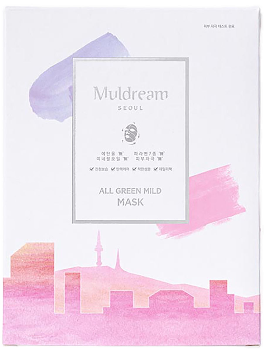 Muldream Набор успокаивающих тканевых маскок для лица All Green Mild Mask, 27млх10шт